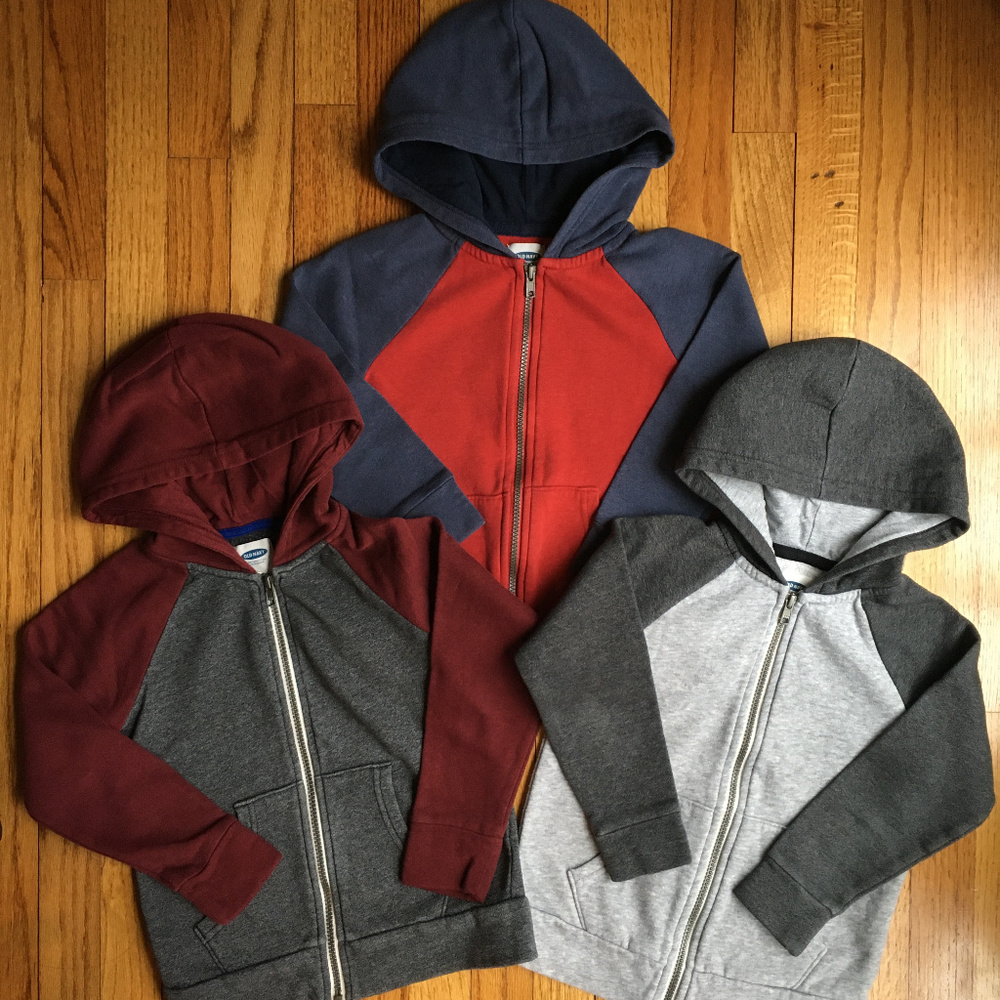 Set of 3 Color-block Zip Hoodies/Sweatshirts